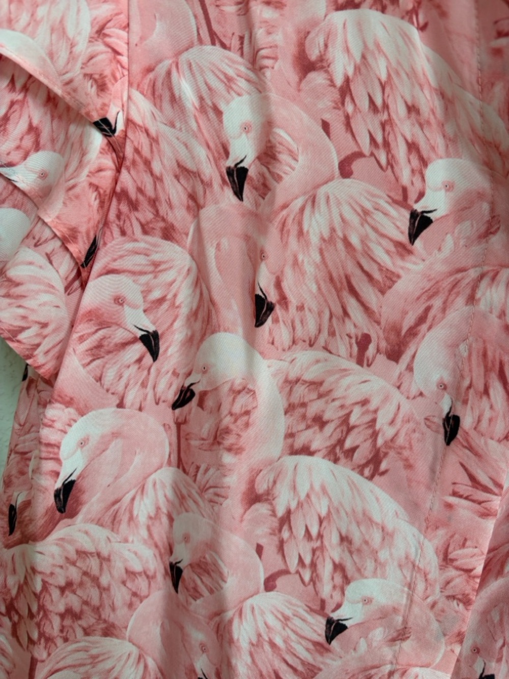 Alice + Olivia Pink Flamingo Print Mini Shirt Dress - Picture 8 of 9